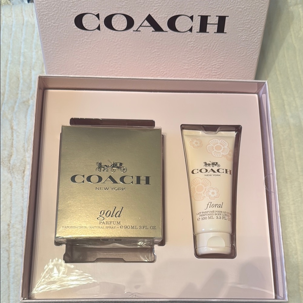 Coach Gold Perfume and Floral Lotion Set